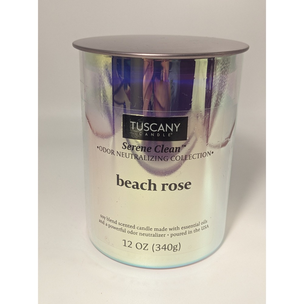 Tuscany Candle Serene Clean Beach Rose‎ Odor Neutralizing 12oz Soy Blend Candle
